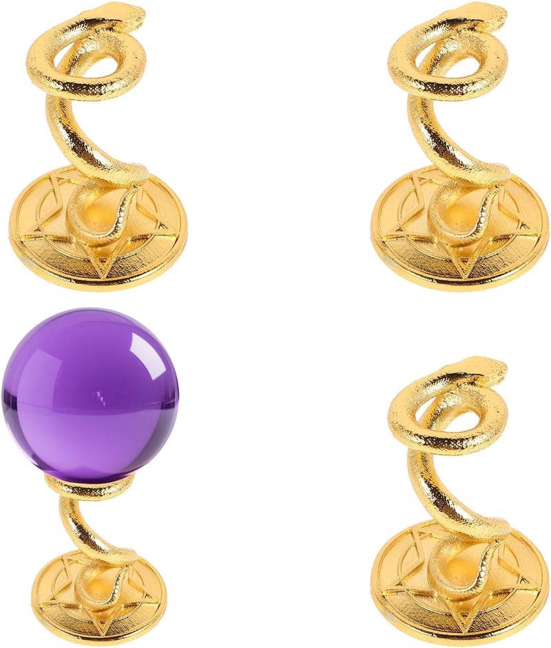 GeryVtee 4PCS Crystal Ball Stand Sphere Display Stand Metal Crystal Holder Balls Ornament Rack Holder Metal Base Snake Shape(Gold) - Image 1